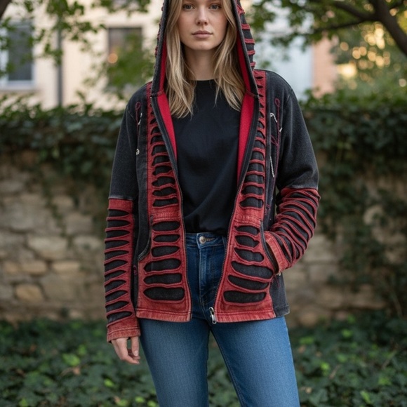 Rising International Jackets & Blazers - Rising International Black and Red Artistic Jacket
